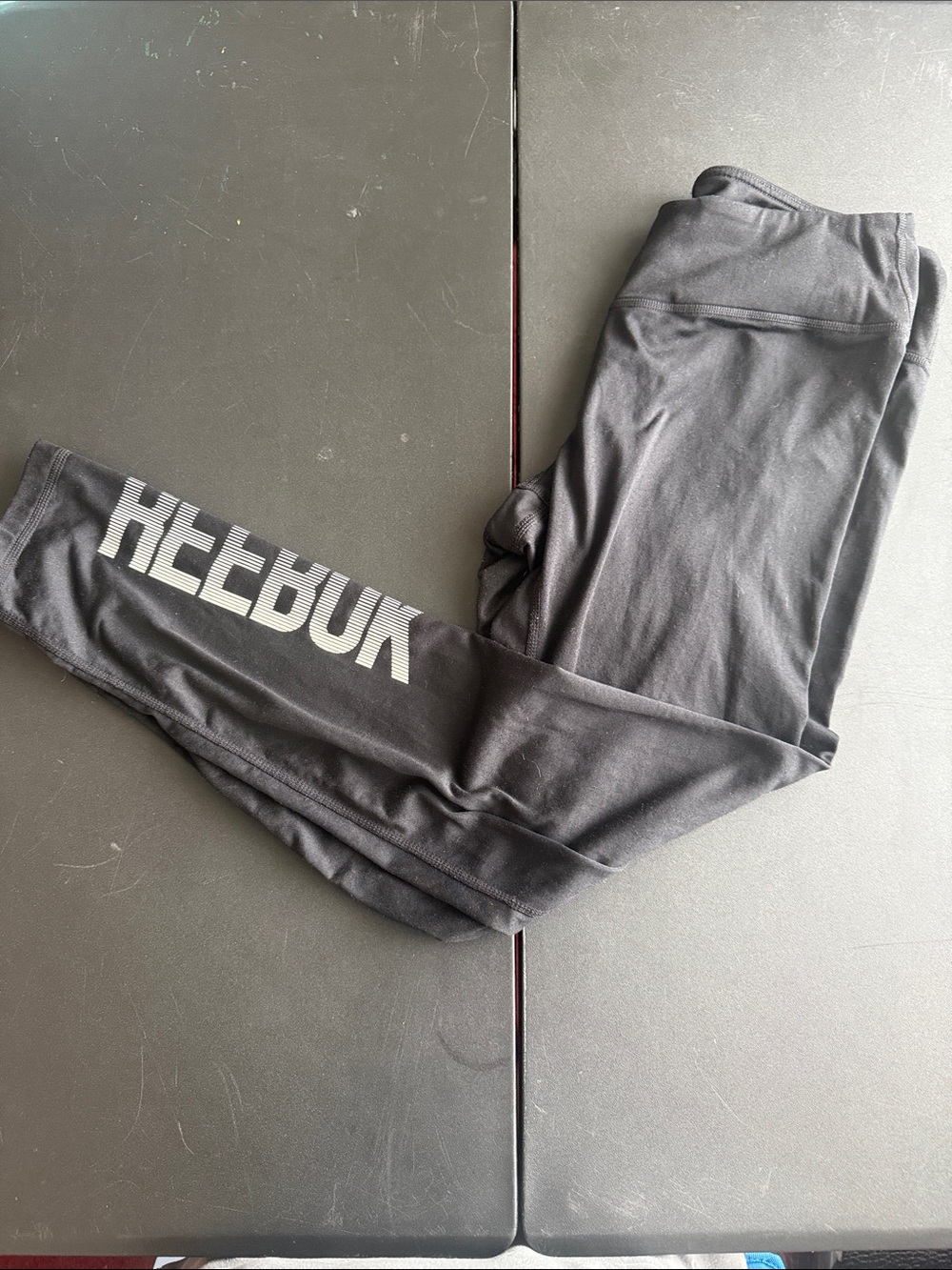 Reebok Black Leggings with White Side Logo